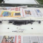 VW T4 Project – War against Rust – Battle II: trunk - added newspapers for spraying