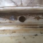 VW T4 Project – War against Rust – Battle V - Sill Part One - this might be the spot where the water should have been drained, but it is closed by foam