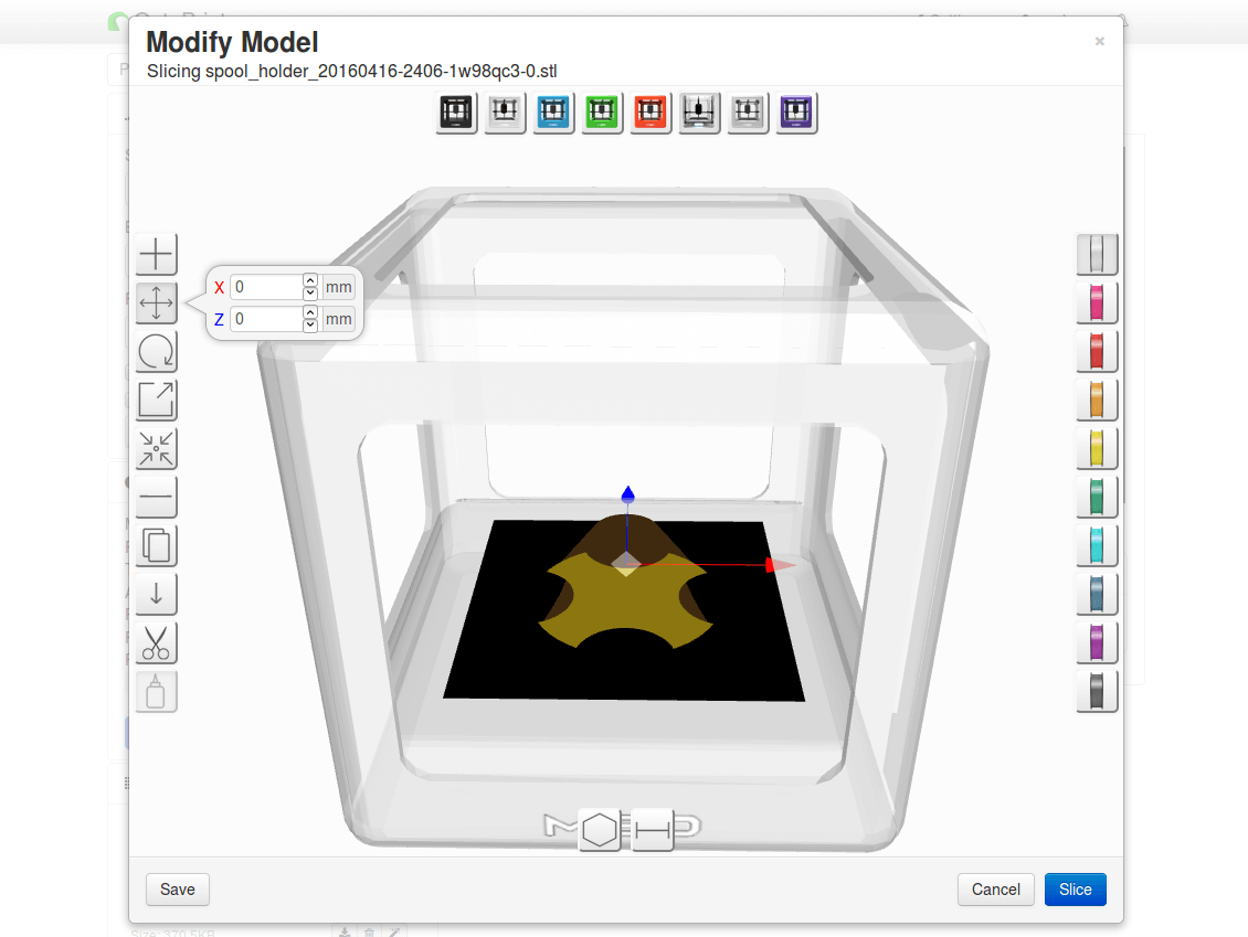 Octoprint - M33-Fio - Raspberry Pi - select positions on the print bed